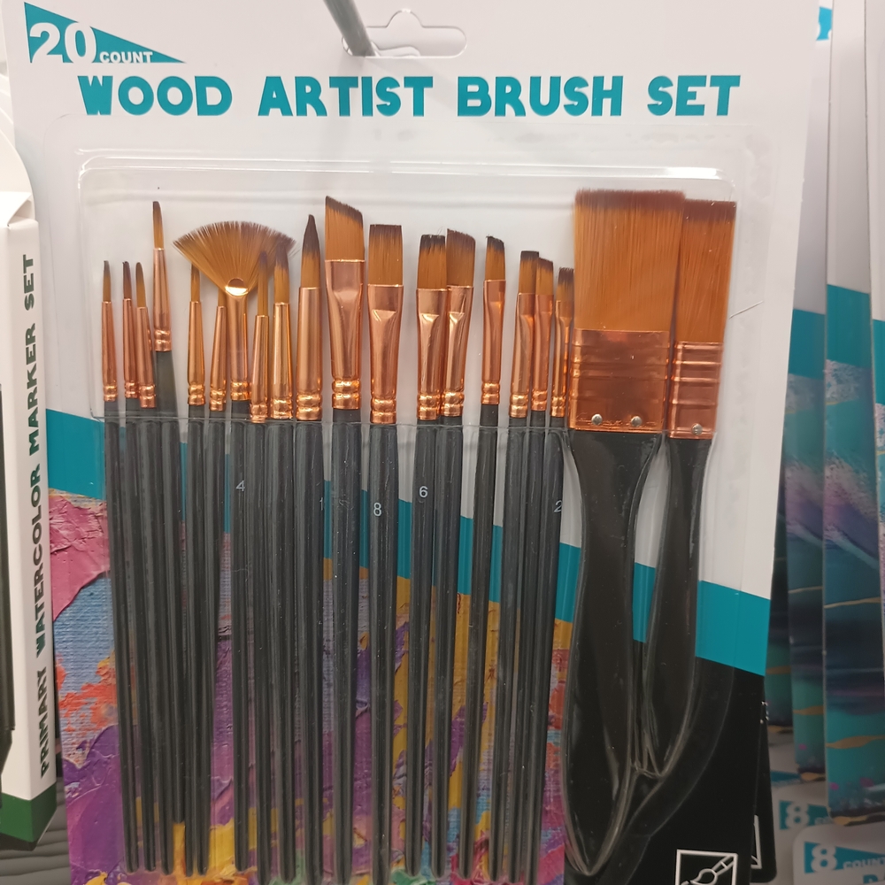 20-Piece Wood Artist Brush Set
